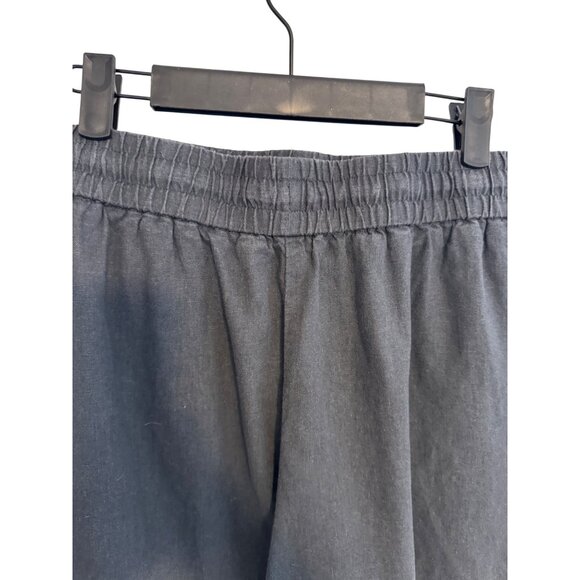 Zara Medium Dark Gray Viscose & Linen Blend Elastic Waist Shorts - Picture 6 of 9